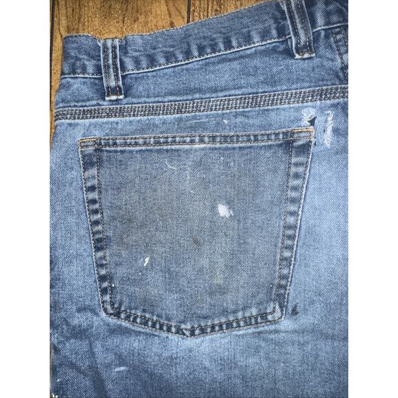 Vintage Big Mac Workwear Carpenter Shorts Blue Paint Distressed 32x12 USA Made - Picture 8 of 8